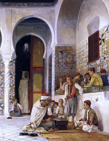  Numa Marzocchi De Belluci A Lesson in the Koran - Hand Painted Oil Painting
