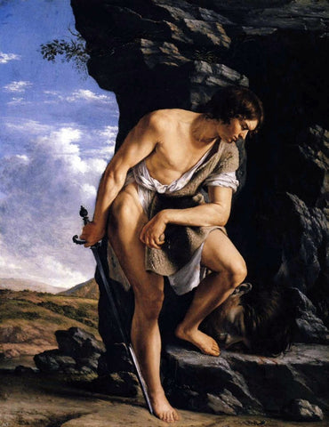  Orazio Gentileschi David Contemplating the Head of Goliath - Hand Painted Oil Painting