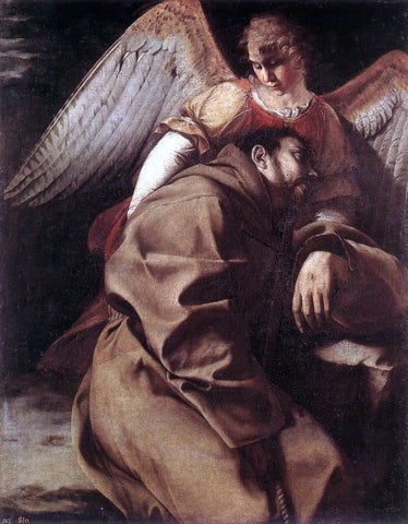  Orazio Gentileschi St Francis Supported by an Angel - Hand Painted Oil Painting