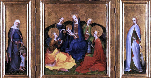  Painters (2) Masters Triptych: Madonna and Child with Saints - Hand Painted Oil Painting