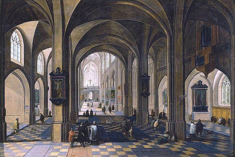  The Elder Peeter Neeffs Interior of a Gothic Cathedral - Hand Painted Oil Painting