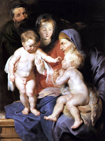  Peter Paul Rubens The Holy Family with Sts Elizabeth and John the Baptist - Hand Painted Oil Painting