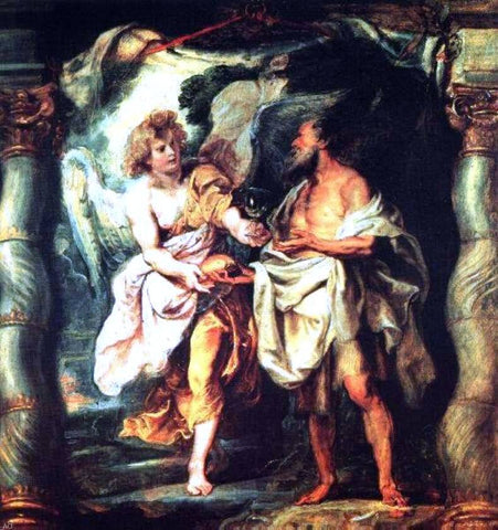  Peter Paul Rubens The Prophet Elijah Receiving Bread and Water from an Angel - Hand Painted Oil Painting