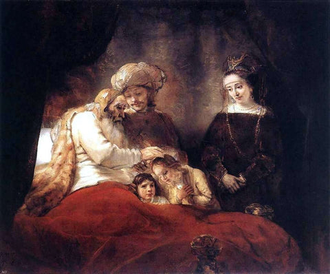  Rembrandt Van Rijn Jacob Blessing the Children of Joseph - Hand Painted Oil Painting