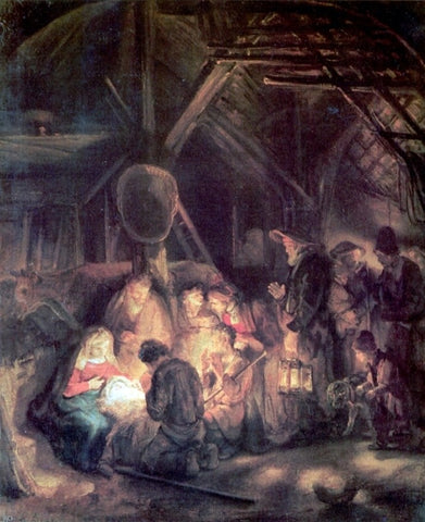  Rembrandt Van Rijn The Adoration of the Shepards - Hand Painted Oil Painting
