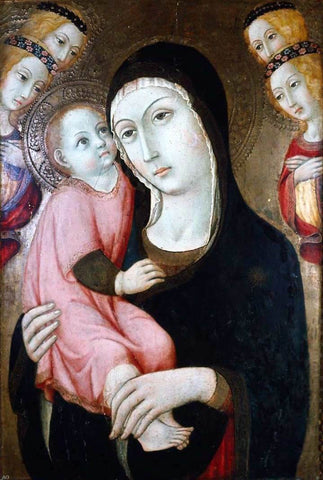  Sano Di Pietro Virgin and Child with Four Angels - Hand Painted Oil Painting