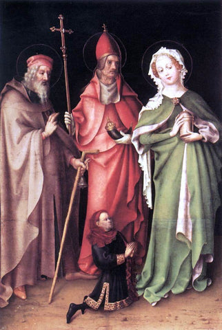  Stefan Lochner Sts Anthony the Hermit, Cornelius and Mary Magdalen with a Donor - Hand Painted Oil Painting