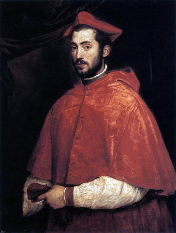  Titian Cardinal Alessandro Farnese - Hand Painted Oil Painting