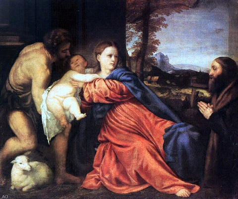  Titian Holy Family and Donor - Hand Painted Oil Painting