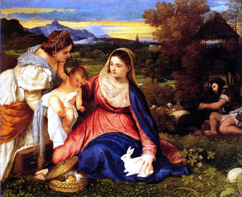  Titian Madonna of the Rabbit (also known as Madonna and Child with St. Catherine and a Rabbit) - Hand Painted Oil Painting