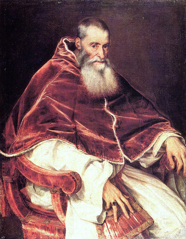  Titian Pope Paul - Hand Painted Oil Painting