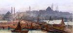  Tristram Ellis A View of Galata Bridge, Yemi Cami, Beyazit Tower and Saleymaniye Mosque, Constantinople - Hand Painted Oil Painting