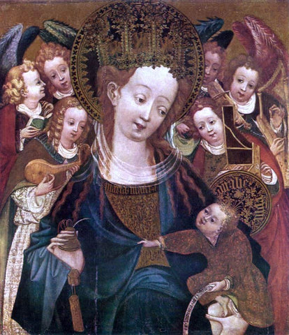 Unknown (2) Masters Virgin and Child with Angels - Hand Painted Oil Painting