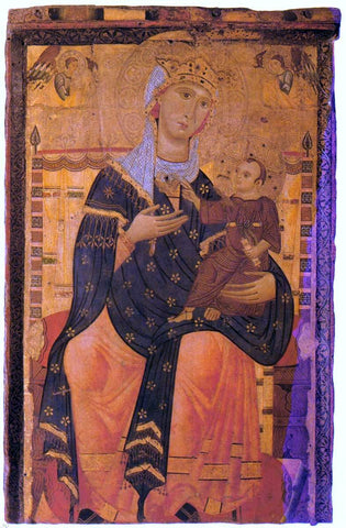  Unknown (4) Masters Madonna Enthroned with the Christ Child - Hand Painted Oil Painting