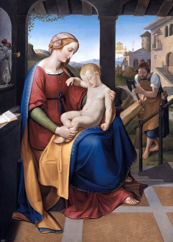  Friedrich Wilhelm Von Schadow The Holy Family Beneath the Portico - Hand Painted Oil Painting