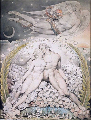  William Blake Satan Watching the Caresses of Adam and Eve - Hand Painted Oil Painting