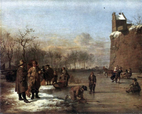  Adriaen Van de Velde Amusement on the Ice - Hand Painted Oil Painting