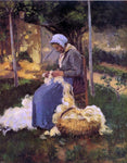  Camille Pissarro Peasant Woman Carding Wool - Hand Painted Oil Painting