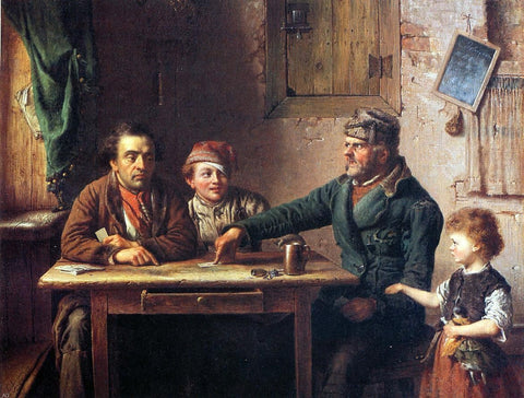  Eastman Johnson The Card Players - Hand Painted Oil Painting