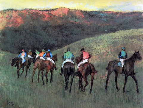  Edgar Degas Racehorses in a  Landscape - Hand Painted Oil Painting