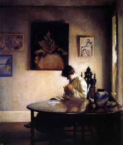  Edmund Tarbell Girl Crocheting - Hand Painted Oil Painting