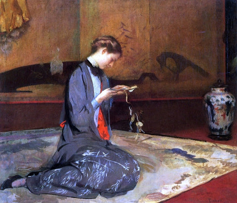  Edmund Tarbell Cutting Origami - Hand Painted Oil Painting