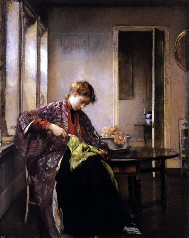  Edmund Tarbell Girl Mending - Hand Painted Oil Painting