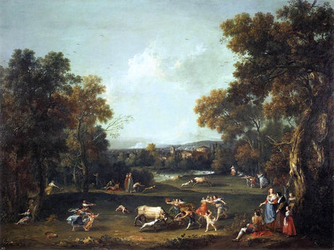  Francesco Zuccarelli Bull-Hunting - Hand Painted Oil Painting