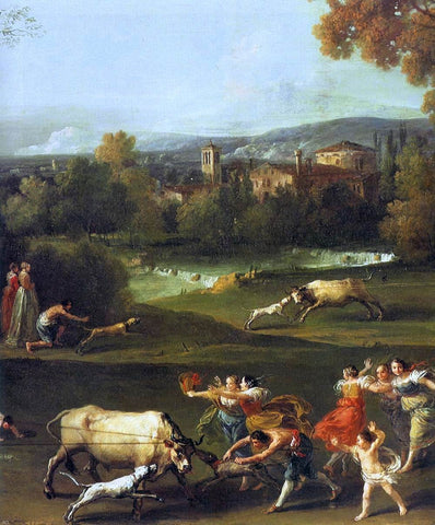  Francesco Zuccarelli Bull-Hunting (detail) - Hand Painted Oil Painting
