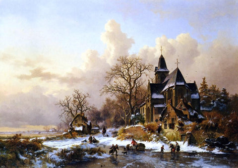  Frederk M Kruseman Winter in Holland - Hand Painted Oil Painting