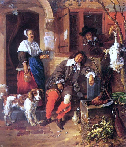  Gabriel Metsu The Sleeping Sportsman - Hand Painted Oil Painting