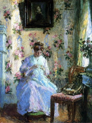  Gari Melchers Woman Sewing - Hand Painted Oil Painting