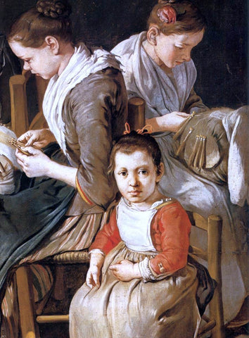  Giacomo Ceruti Women Working on Pillow Lace (detail) - Hand Painted Oil Painting