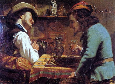  Gustave Courbet The Draughts Players - Hand Painted Oil Painting