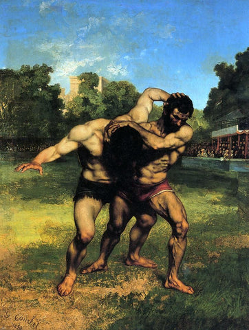  Gustave Courbet The Wrestlers - Hand Painted Oil Painting