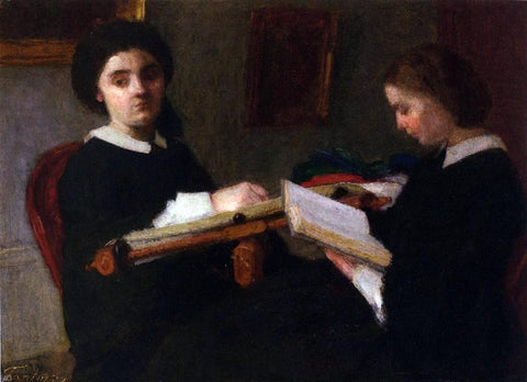  Henri Fantin-Latour Two Young Women, Embroidering and Reading - Hand Painted Oil Painting