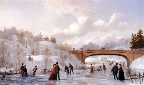  Johann Mongles Culverhouse Skating in Central Park - Hand Painted Oil Painting