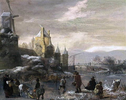  Klaes Molenaer Winter Landscape with Skaters - Hand Painted Oil Painting
