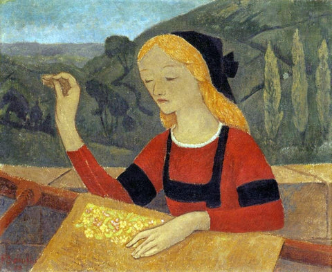  Paul Serusier Embroiderer in a Landscape of Chateauneuf - Hand Painted Oil Painting
