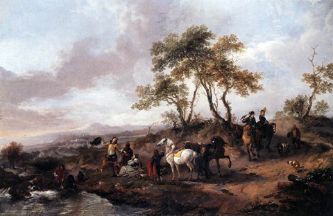  Philips Wouwerman Halt of a Hunting Party - Hand Painted Oil Painting