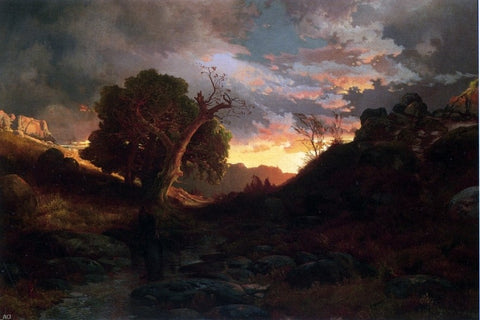  Thomas Moran The Evening Hunter - Hand Painted Oil Painting