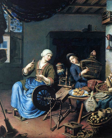  Willem Van Mieris The Spinner - Hand Painted Oil Painting