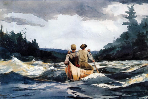  Winslow Homer Canoe in the Rapids - Hand Painted Oil Painting