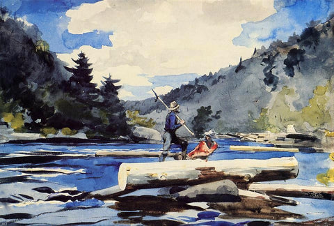  Winslow Homer Hudson River, Logging - Hand Painted Oil Painting