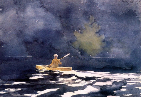  Winslow Homer Paddling at Dusk - Hand Painted Oil Painting