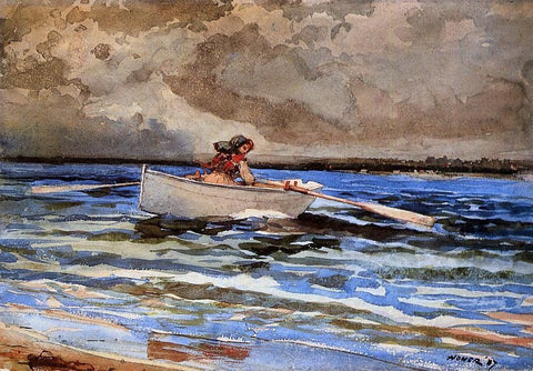  Winslow Homer Rowing at Prout's Neck - Hand Painted Oil Painting