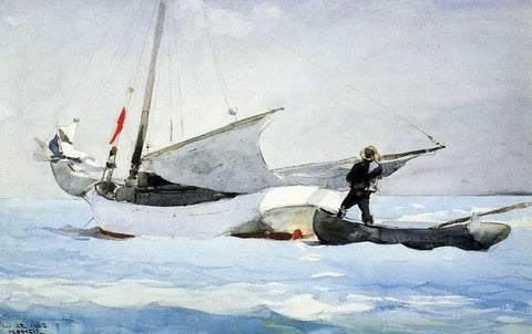  Winslow Homer Stowing the Sail - Hand Painted Oil Painting