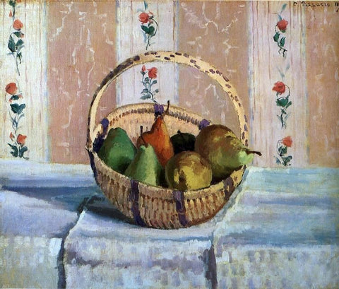  Camille Pissarro Still Life, Apples and Pears in a Round Basket - Hand Painted Oil Painting