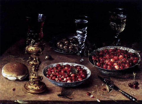  Osias Beert Still-Life with Cherries and Strawberries in China Bowls - Hand Painted Oil Painting