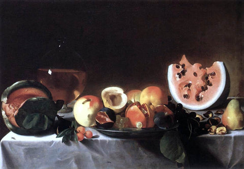  Pensionante Del saraceni Still-Life with Fruit and a Carafe of White Wine - Hand Painted Oil Painting